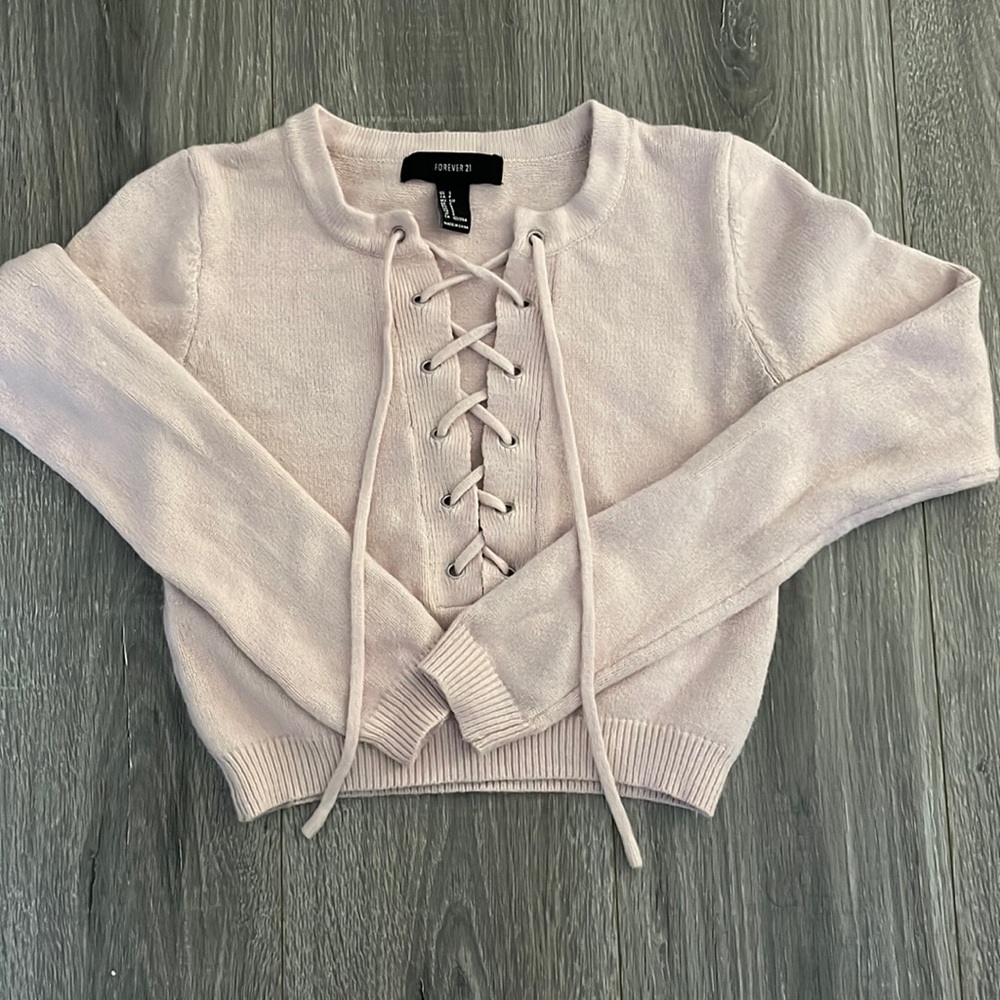 Pink forever 21 cropped sweater